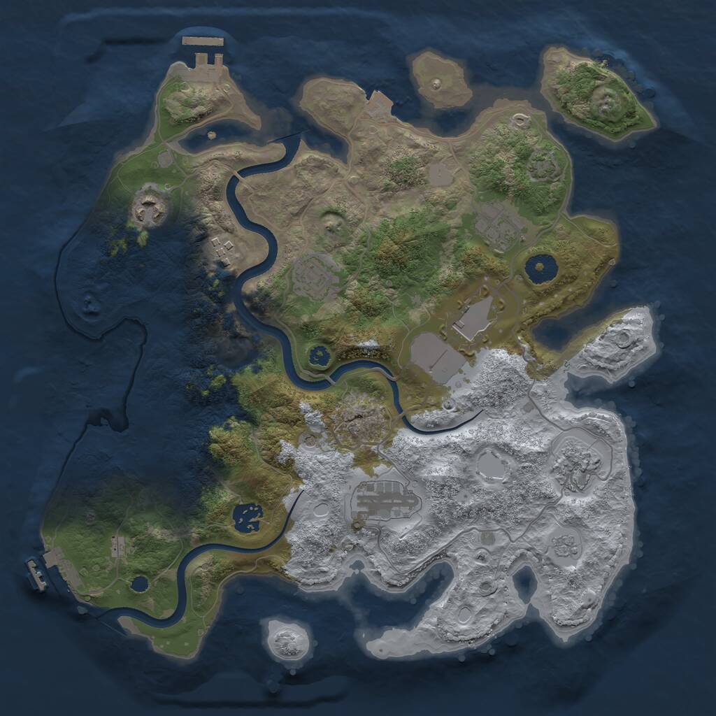 Rust Map: Procedural Map, Size: 3500, Seed: 455664728, 14 Monuments