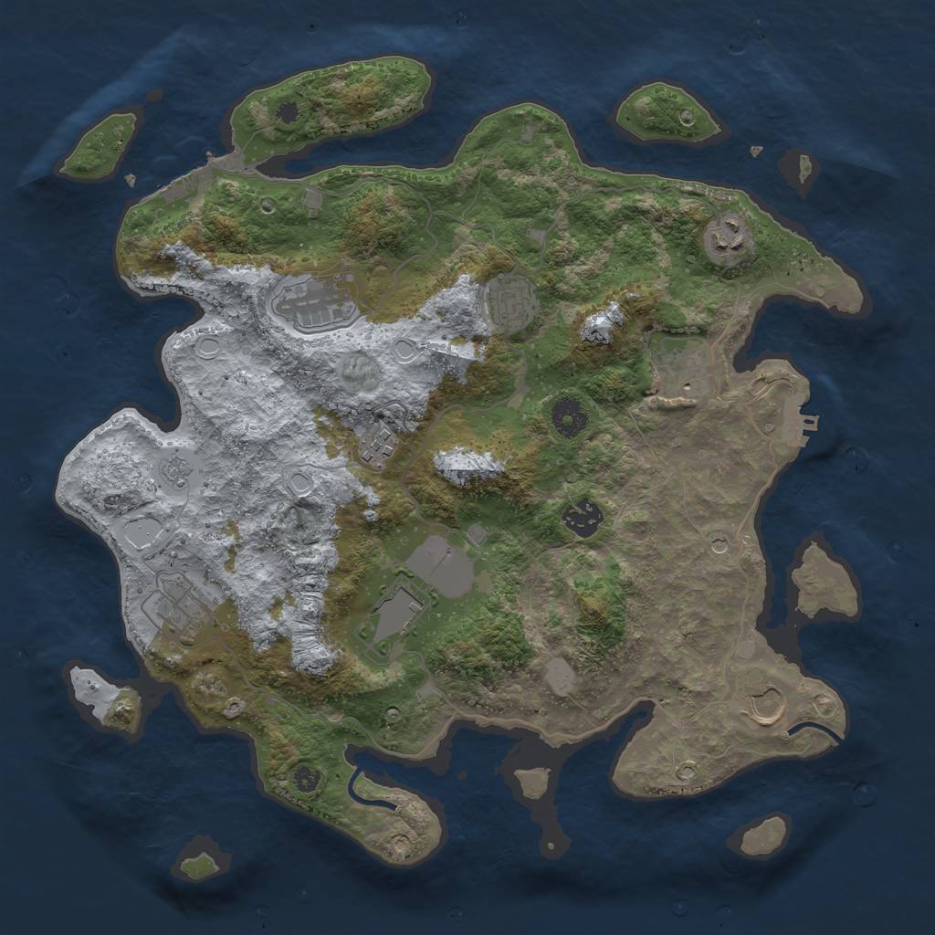 Rust Map: Procedural Map, Size: 3750, Seed: 254569689, 18 Monuments