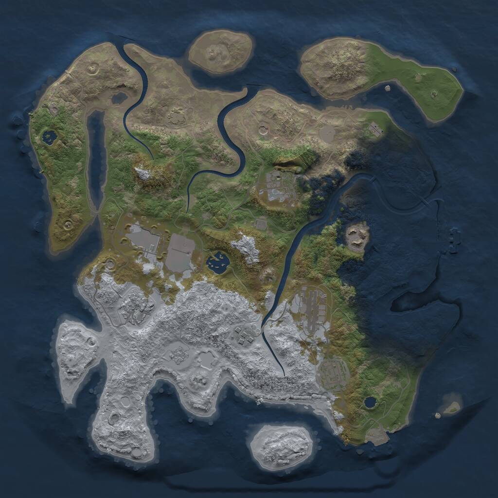 Rust Map: Procedural Map, Size: 3500, Seed: 5929, 13 Monuments