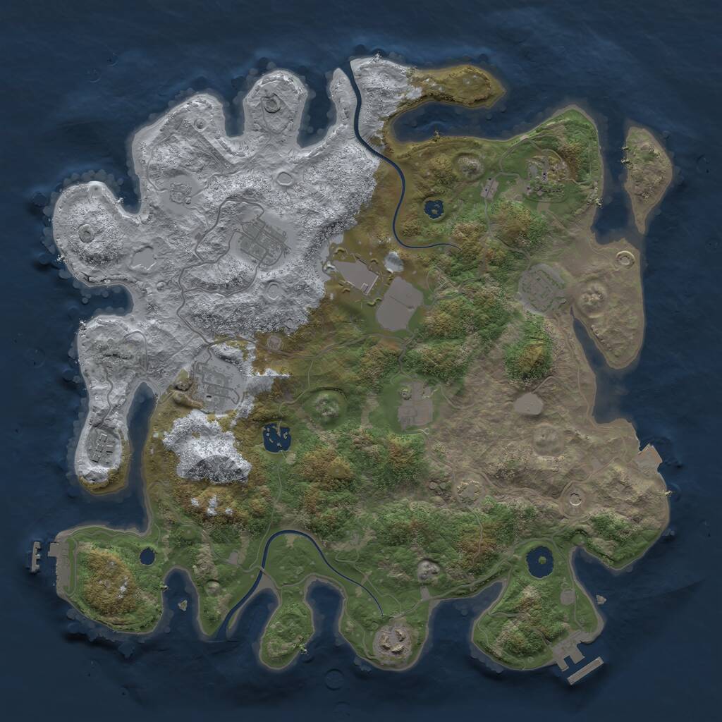 Rust Map: Procedural Map, Size: 3700, Seed: 58137758, 15 Monuments