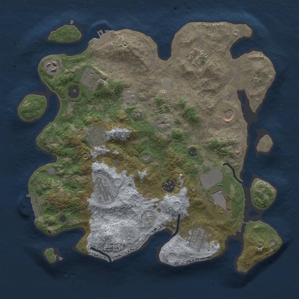 Rust Map: Procedural Map, Size: 3500, Seed: 708458965, 19 Monuments