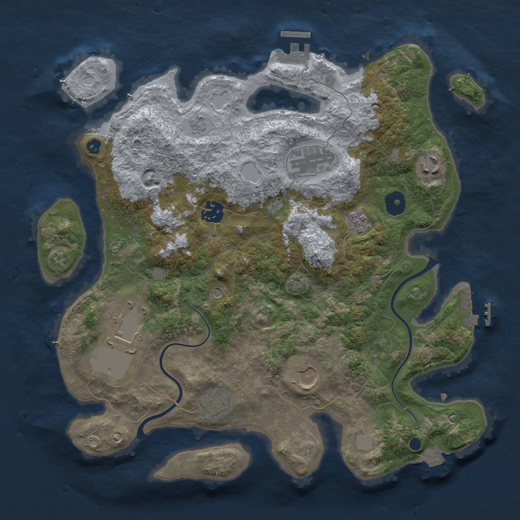 Rust Map: Procedural Map, Size: 3500, Seed: 1191417631, 13 Monuments