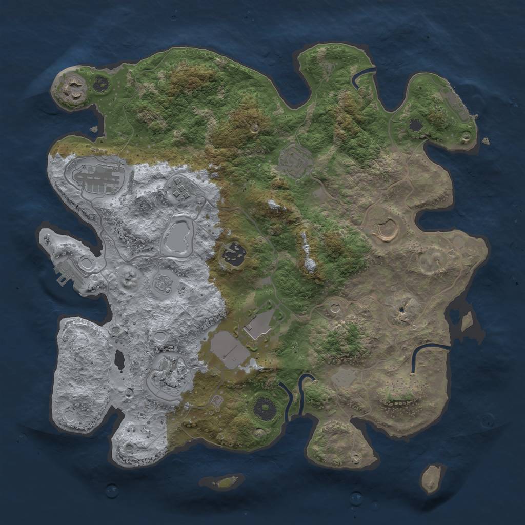 Rust Map: Procedural Map, Size: 3500, Seed: 316668677, 15 Monuments