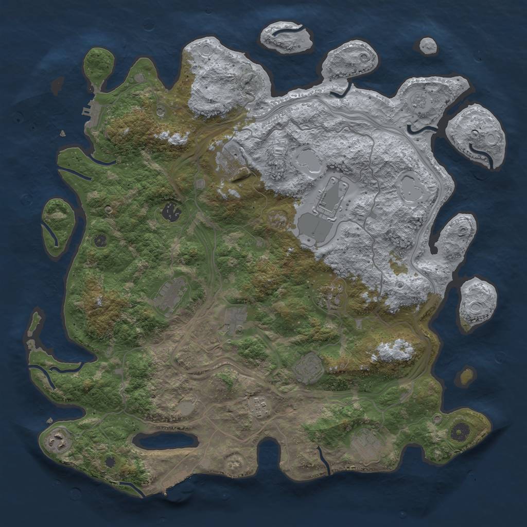 Rust Map: Procedural Map, Size: 4250, Seed: 1829161866, 19 Monuments