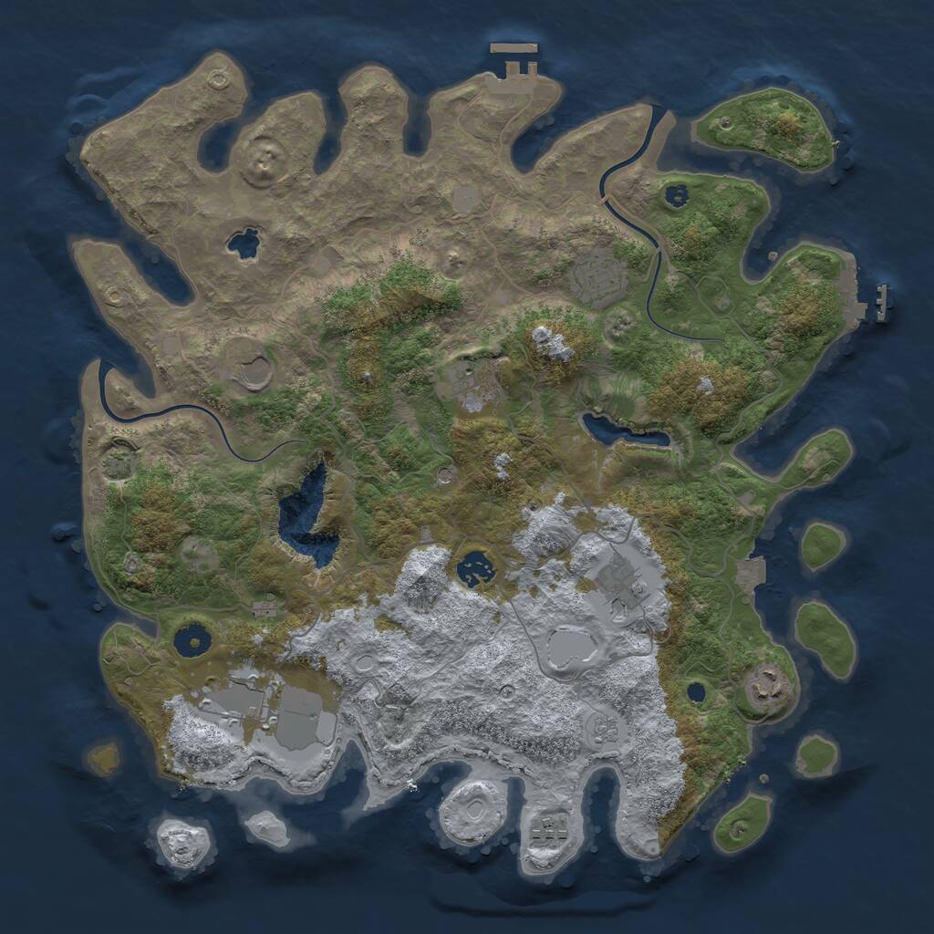 Rust Map: Procedural Map, Size: 4000, Seed: 987601, 14 Monuments