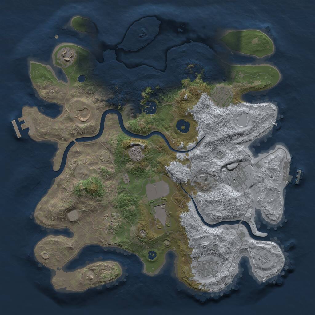 Rust Map: Procedural Map, Size: 3500, Seed: 5256108, 15 Monuments