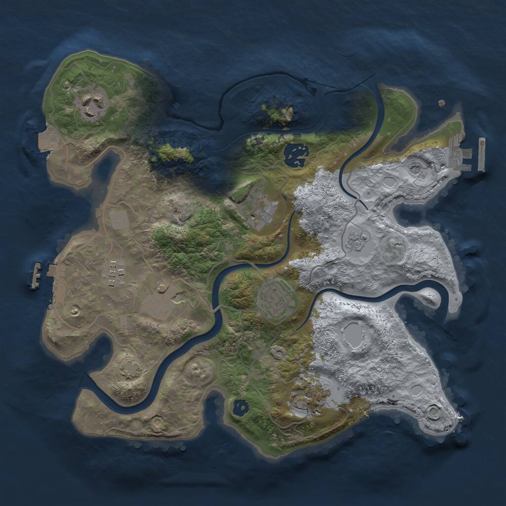 Rust Map: Procedural Map, Size: 3000, Seed: 696145963, 13 Monuments