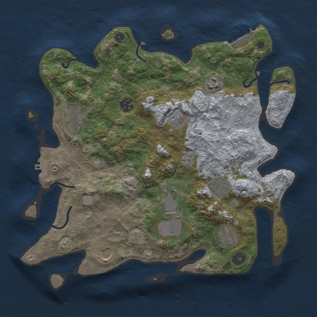 Rust Map: Procedural Map, Size: 3550, Seed: 958556, 18 Monuments