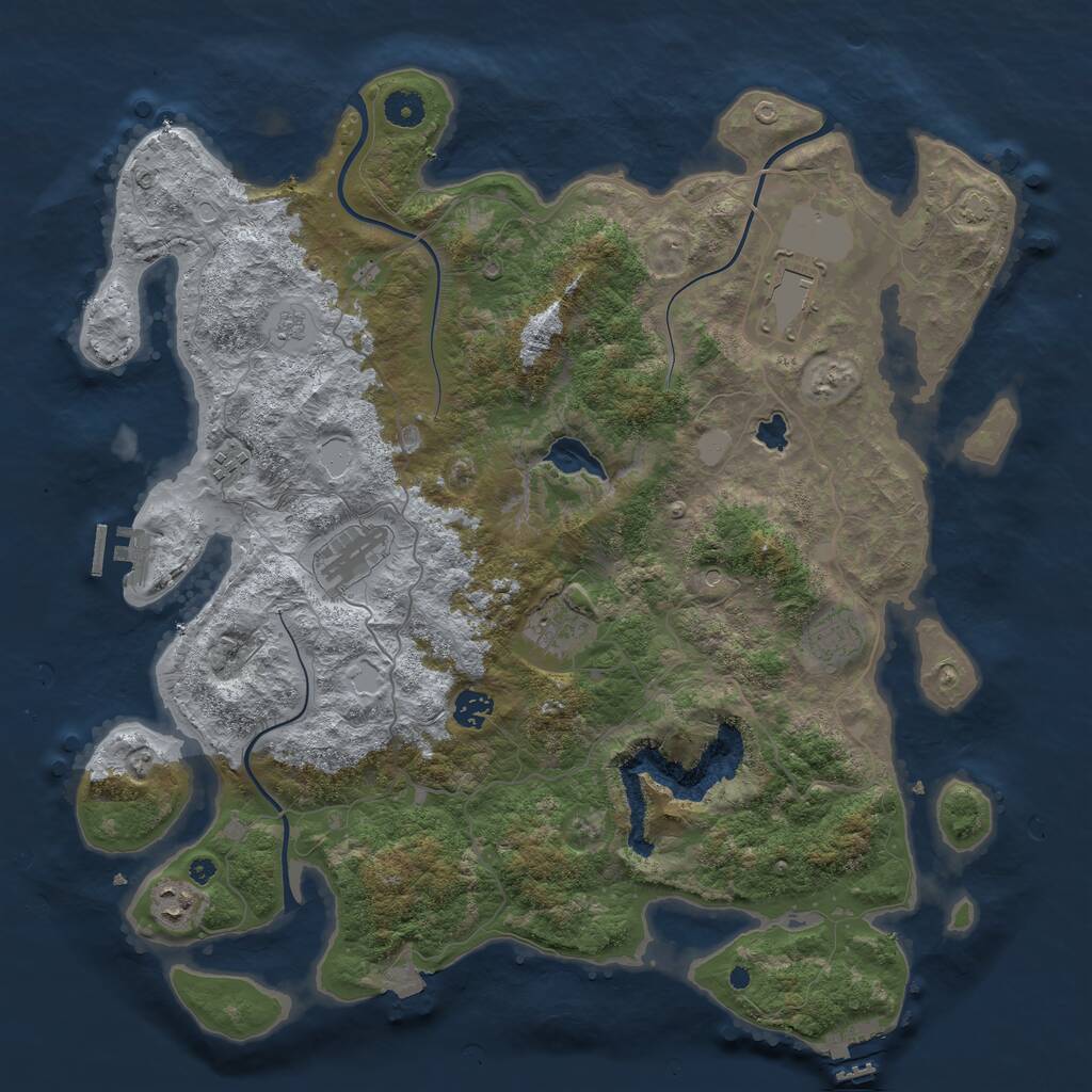 Rust Map: Procedural Map, Size: 4220, Seed: 2039708621, 13 Monuments
