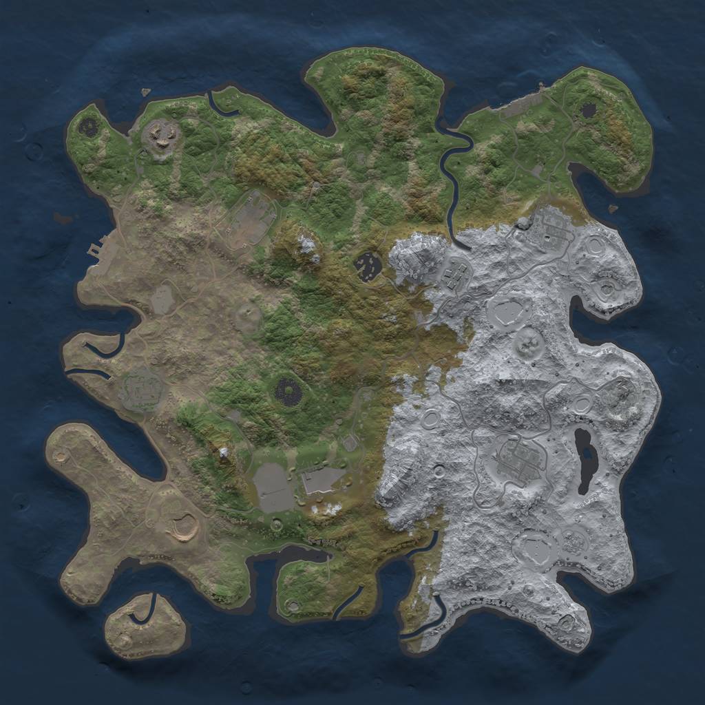 Rust Map: Procedural Map, Size: 3800, Seed: 133827, 16 Monuments