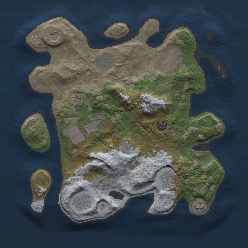 Rust Map: Barren, Size: 3500, Seed: 801025493, 13 Monuments