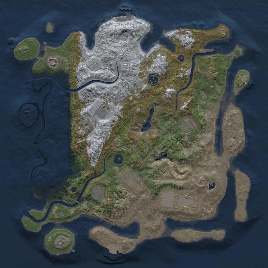 Rust Map: Procedural Map, Size: 4000, Seed: 642219257, 13 Monuments