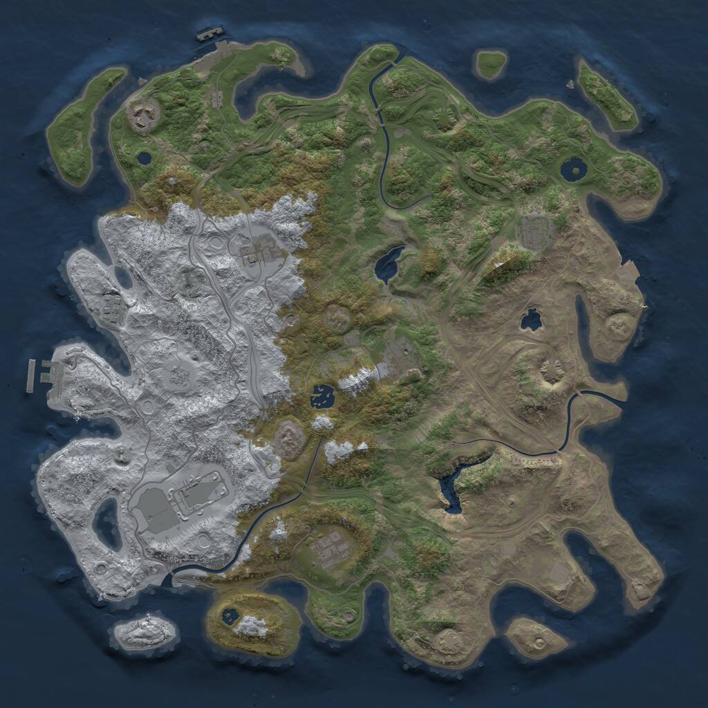 Rust Map: Procedural Map, Size: 4250, Seed: 358722600, 14 Monuments