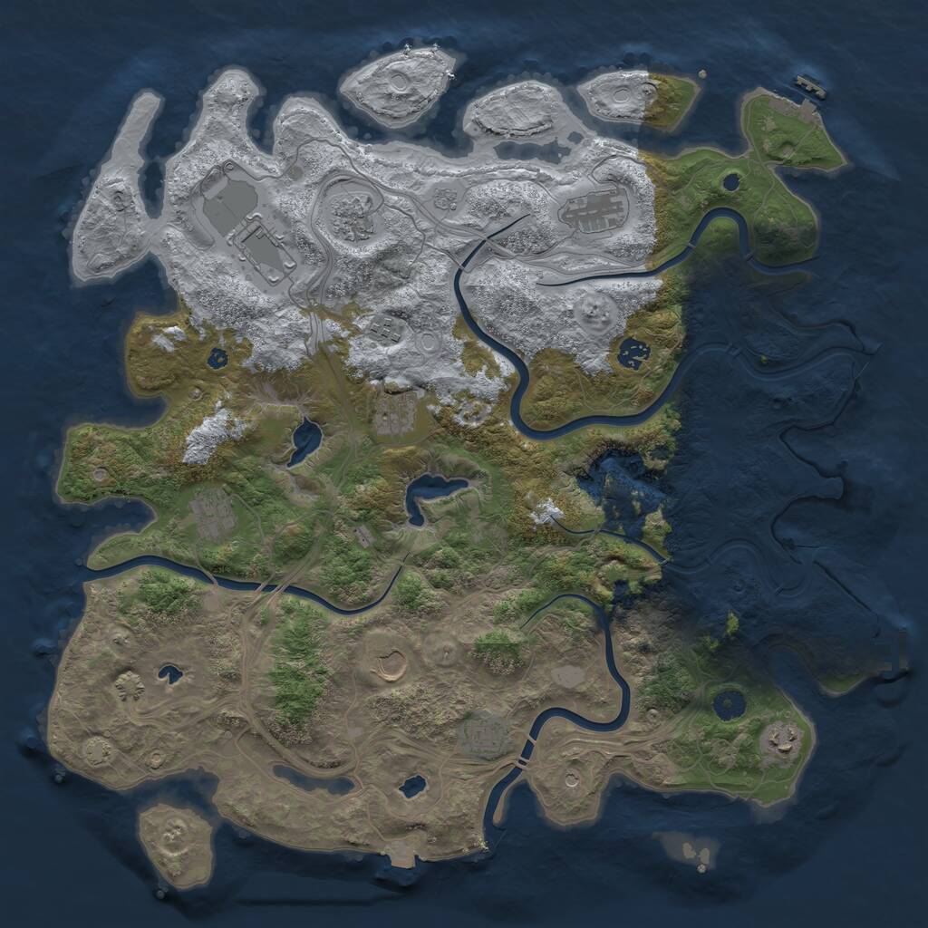 Rust Map: Procedural Map, Size: 4500, Seed: 5551305, 16 Monuments