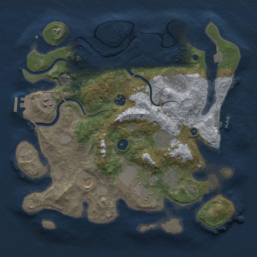 Rust Map: Procedural Map, Size: 3500, Seed: 741471315, 13 Monuments