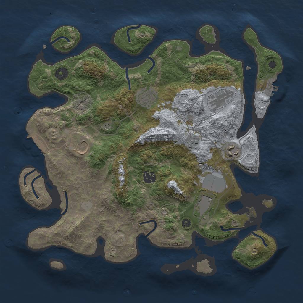 Rust Map: Procedural Map, Size: 3500, Seed: 741471315, 15 Monuments