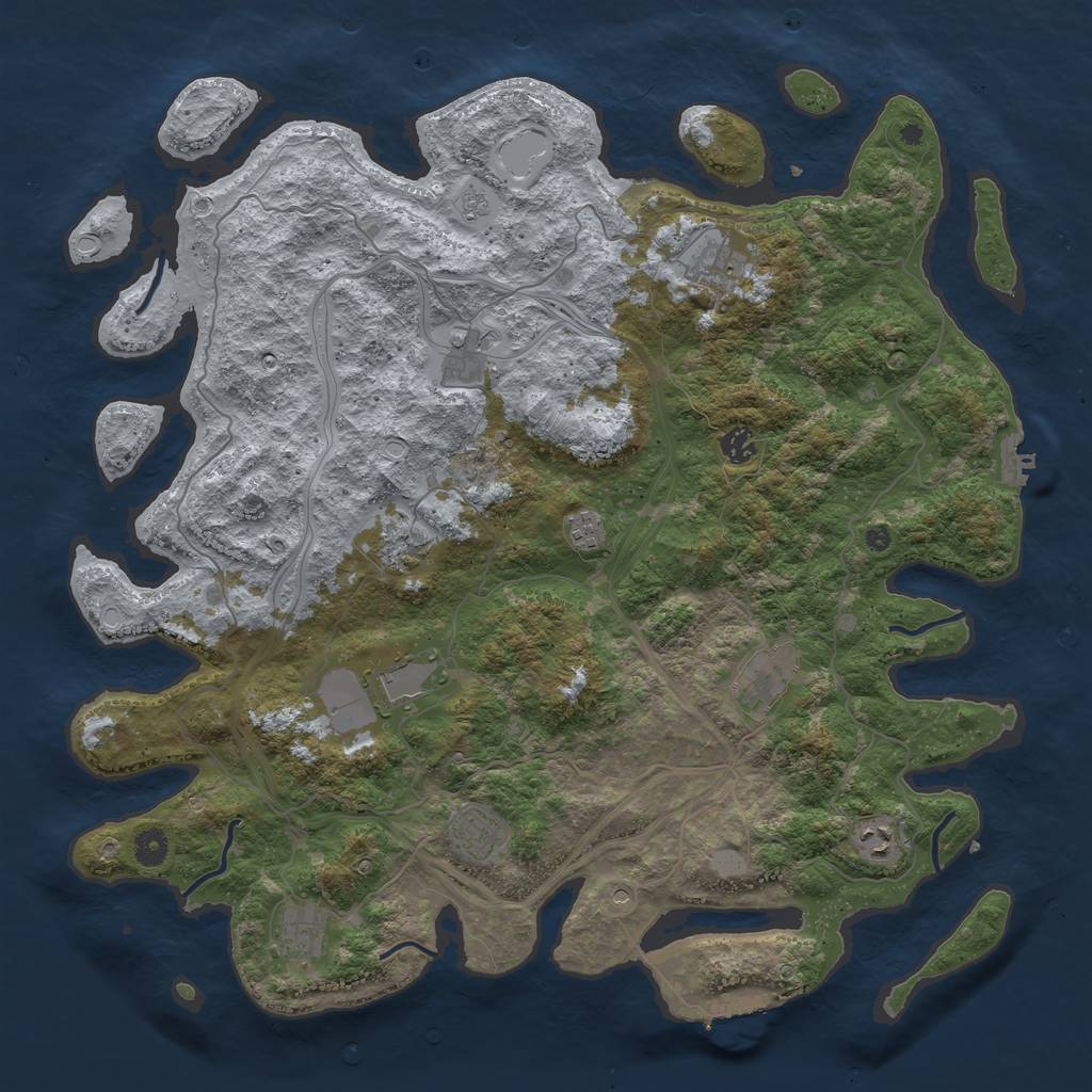Rust Map: Procedural Map, Size: 4500, Seed: 649392890, 19 Monuments