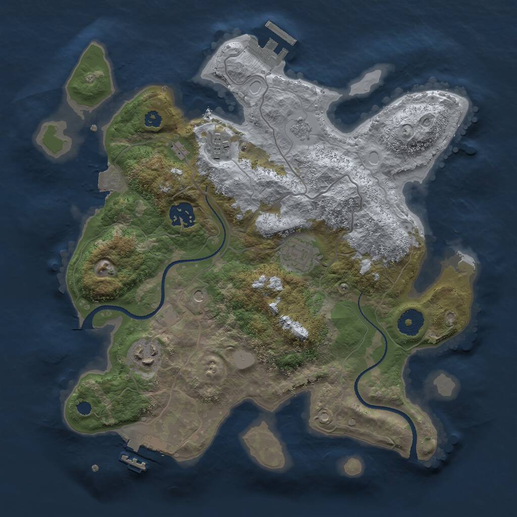 Rust Map: Procedural Map, Size: 3000, Seed: 1775993570, 9 Monuments