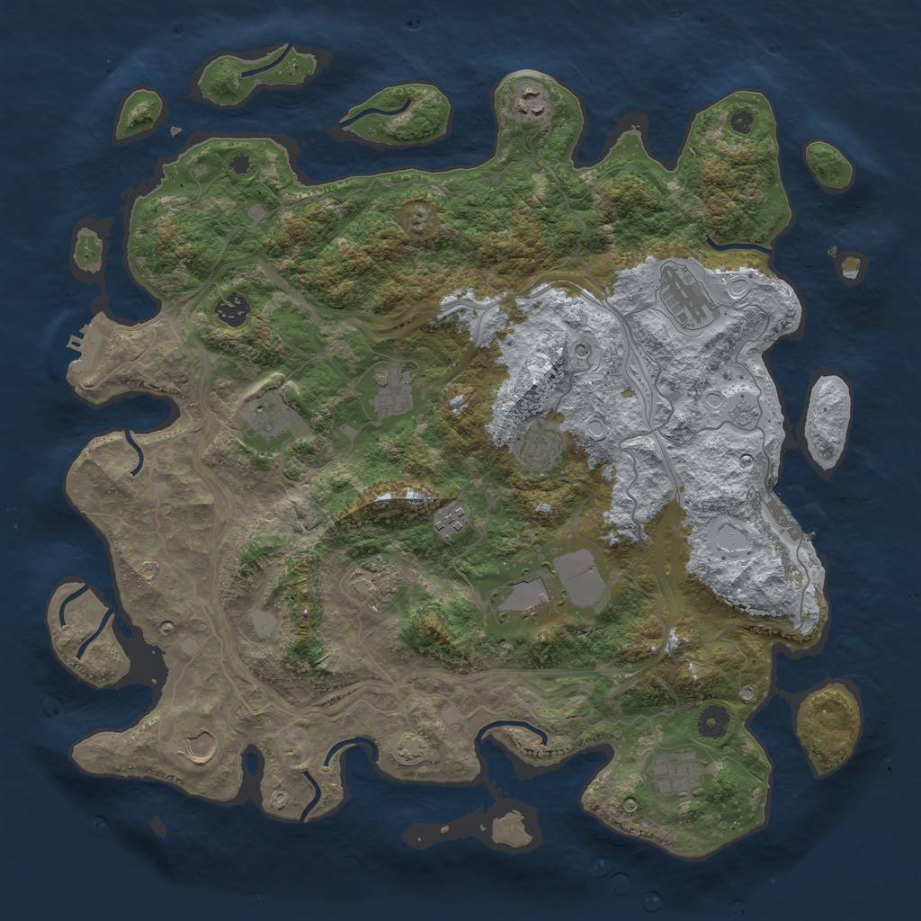 Rust Map: Procedural Map, Size: 4250, Seed: 741471315, 18 Monuments