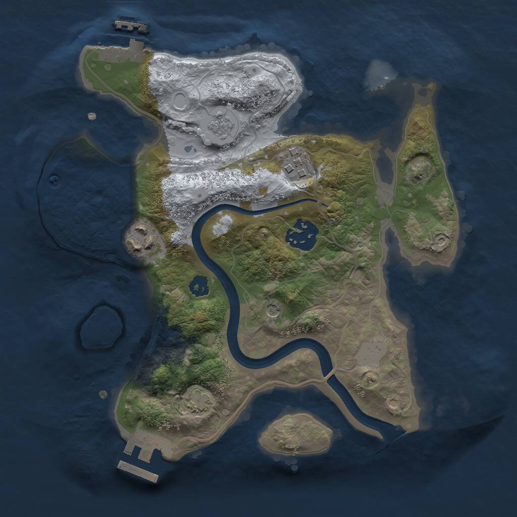 Rust Map: Procedural Map, Size: 2500, Seed: 1896038280, 9 Monuments