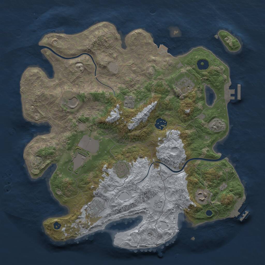 Rust Map: Procedural Map, Size: 3500, Seed: 1644600460, 14 Monuments