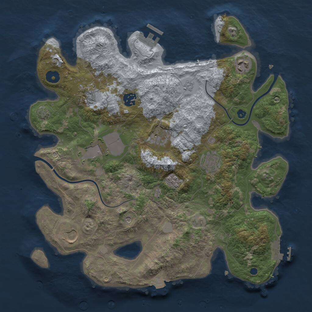 Rust Map: Procedural Map, Size: 3500, Seed: 828328716, 14 Monuments