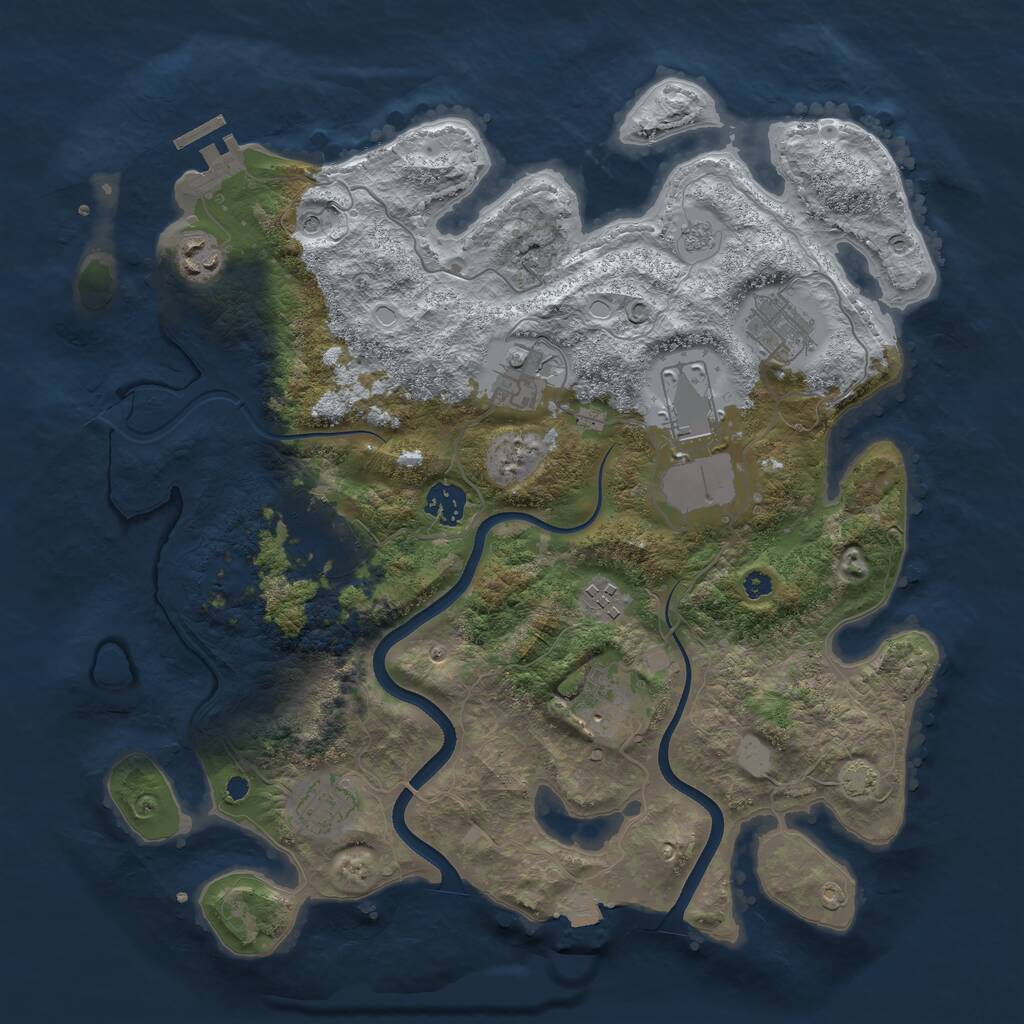 Rust Map: Procedural Map, Size: 3700, Seed: 1327752115, 14 Monuments