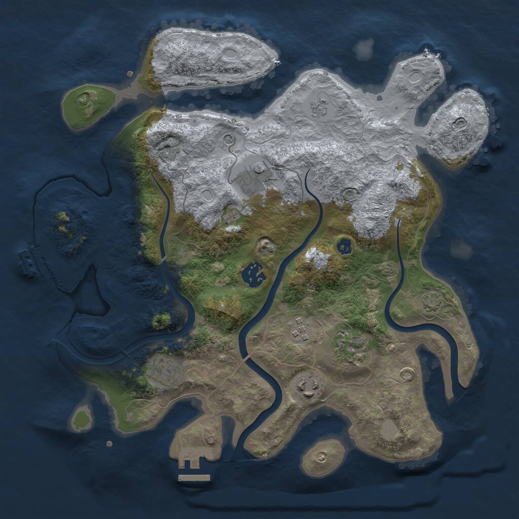Rust Map: Procedural Map, Size: 3300, Seed: 365897452, 12 Monuments
