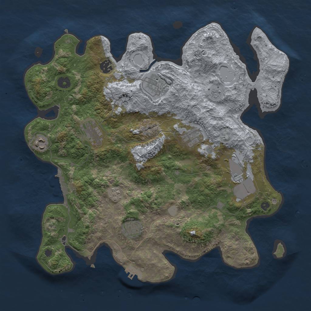 Rust Map: Procedural Map, Size: 3700, Seed: 69706455, 17 Monuments