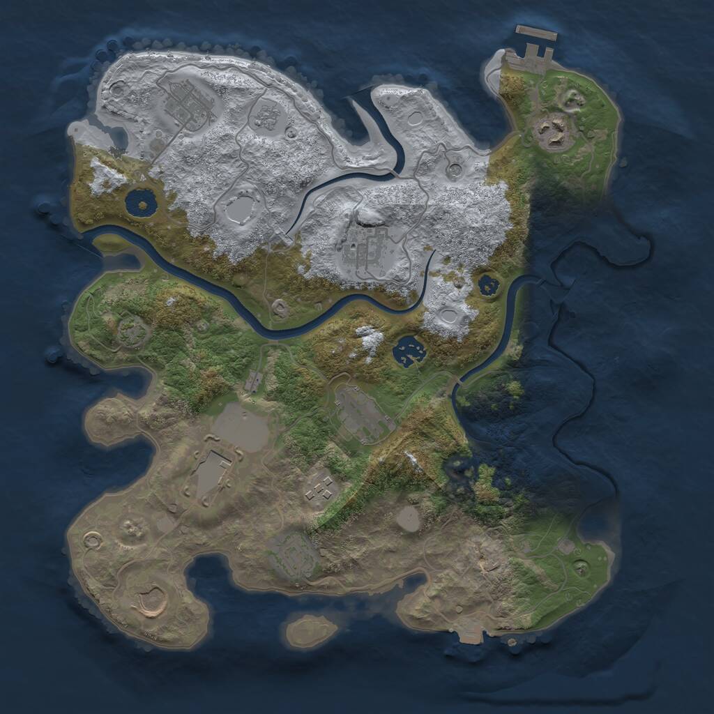 Rust Map: Procedural Map, Size: 3500, Seed: 970990140, 14 Monuments