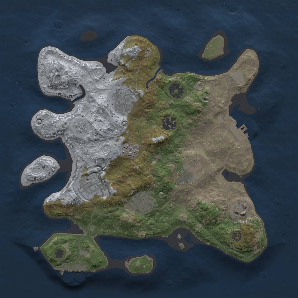 Rust Map: Procedural Map, Size: 3000, Seed: 1410419302, 15 Monuments