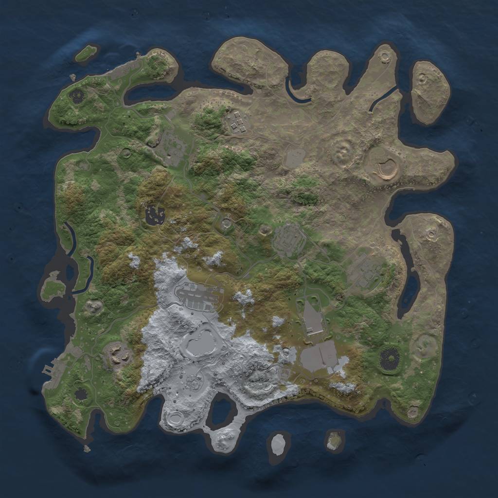 Rust Map: Procedural Map, Size: 3500, Seed: 243683163, 18 Monuments