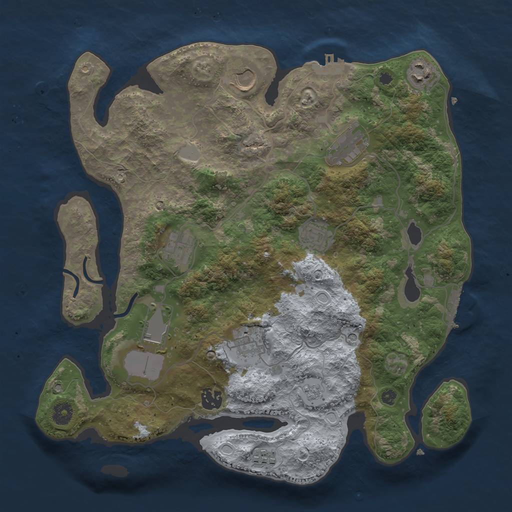Rust Map: Procedural Map, Size: 3500, Seed: 7458744, 18 Monuments