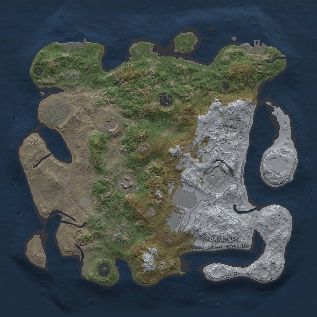 Rust Map: Procedural Map, Size: 3500, Seed: 2111989319, 16 Monuments