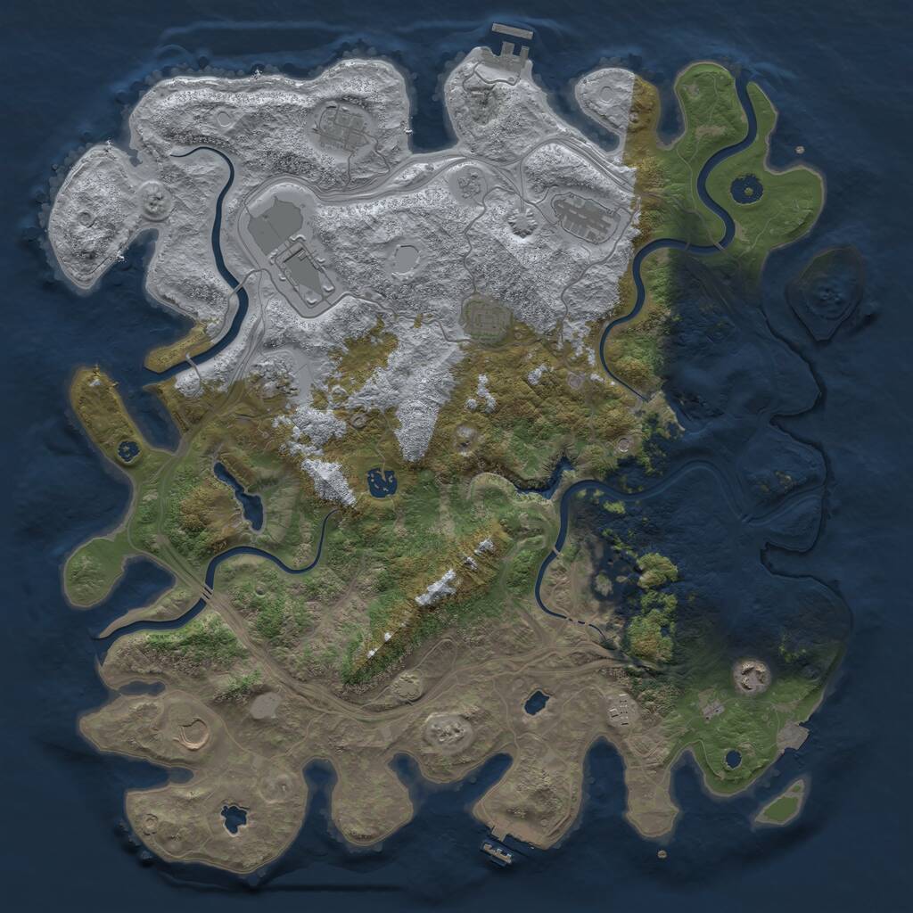 Rust Map: Procedural Map, Size: 4500, Seed: 123819068, 16 Monuments