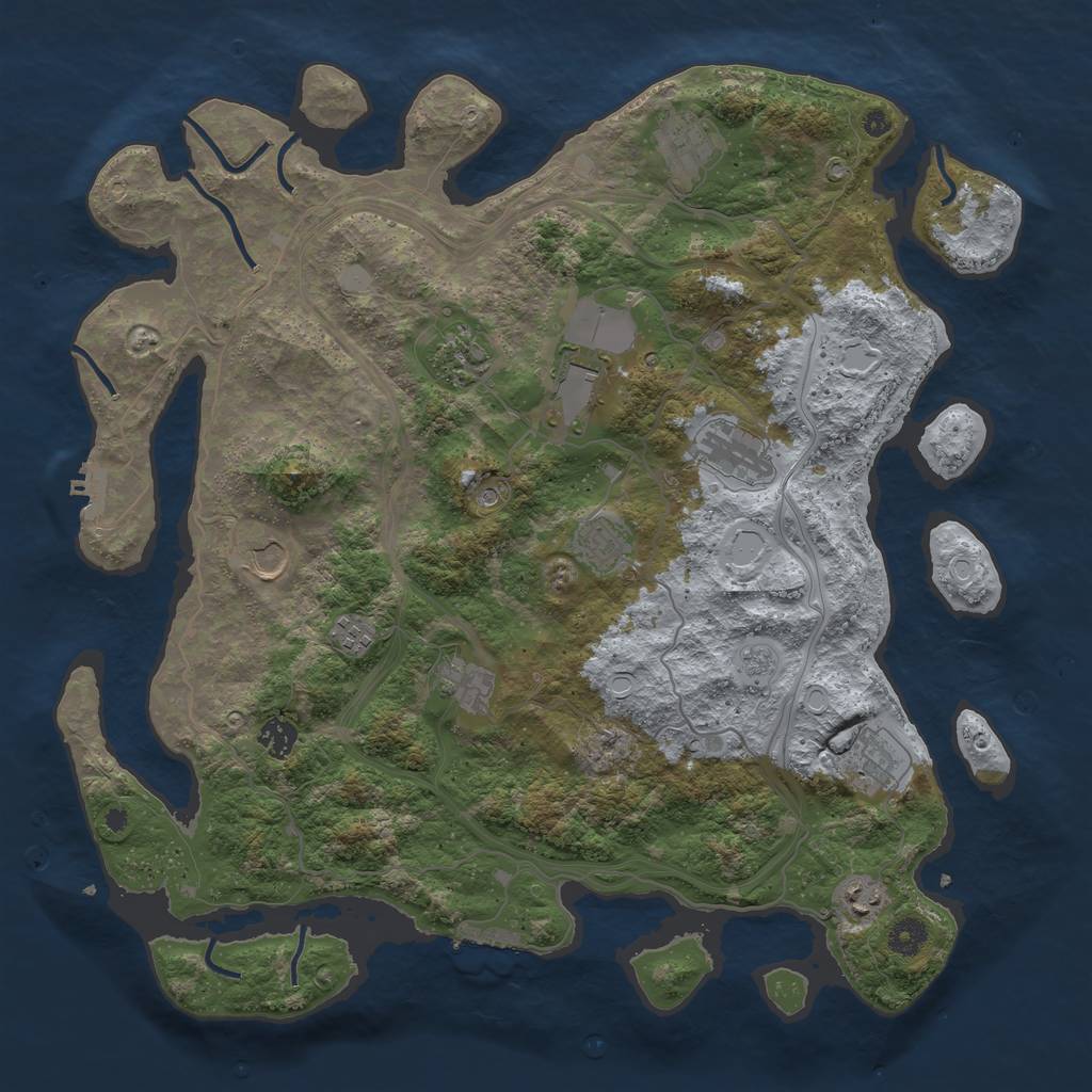 Rust Map: Procedural Map, Size: 4250, Seed: 1123281782, 20 Monuments