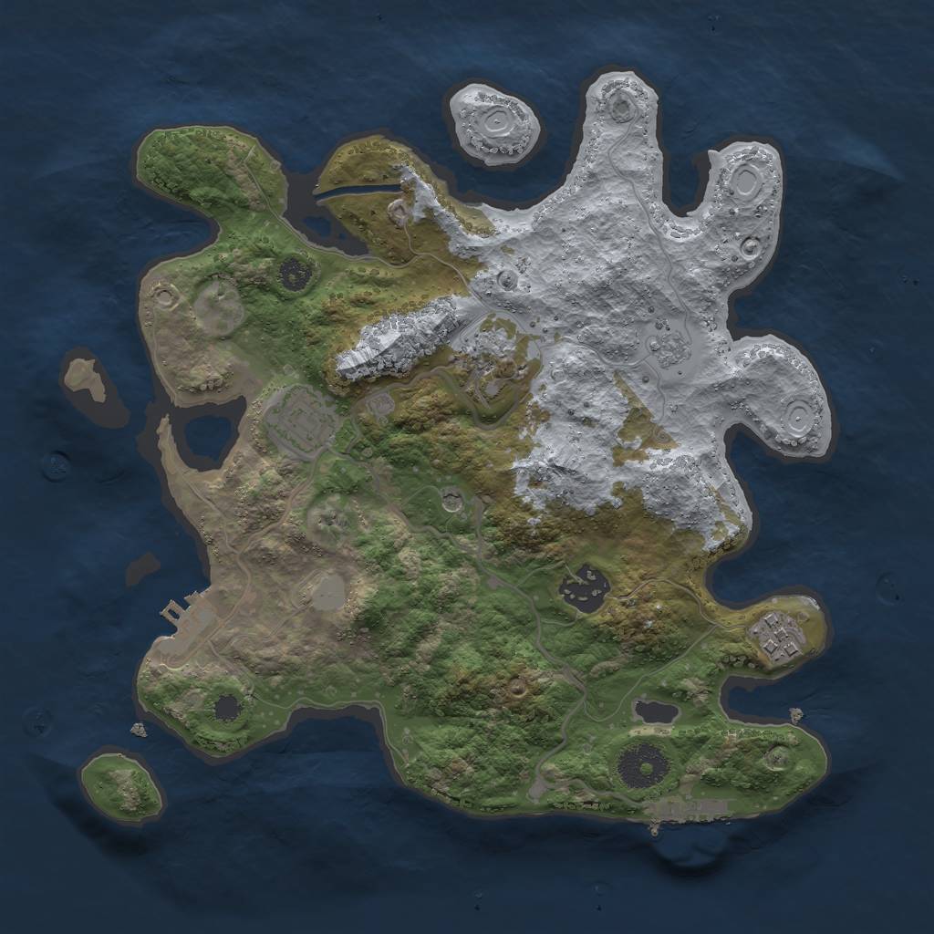 Rust Map: Procedural Map, Size: 3000, Seed: 1214950593, 13 Monuments