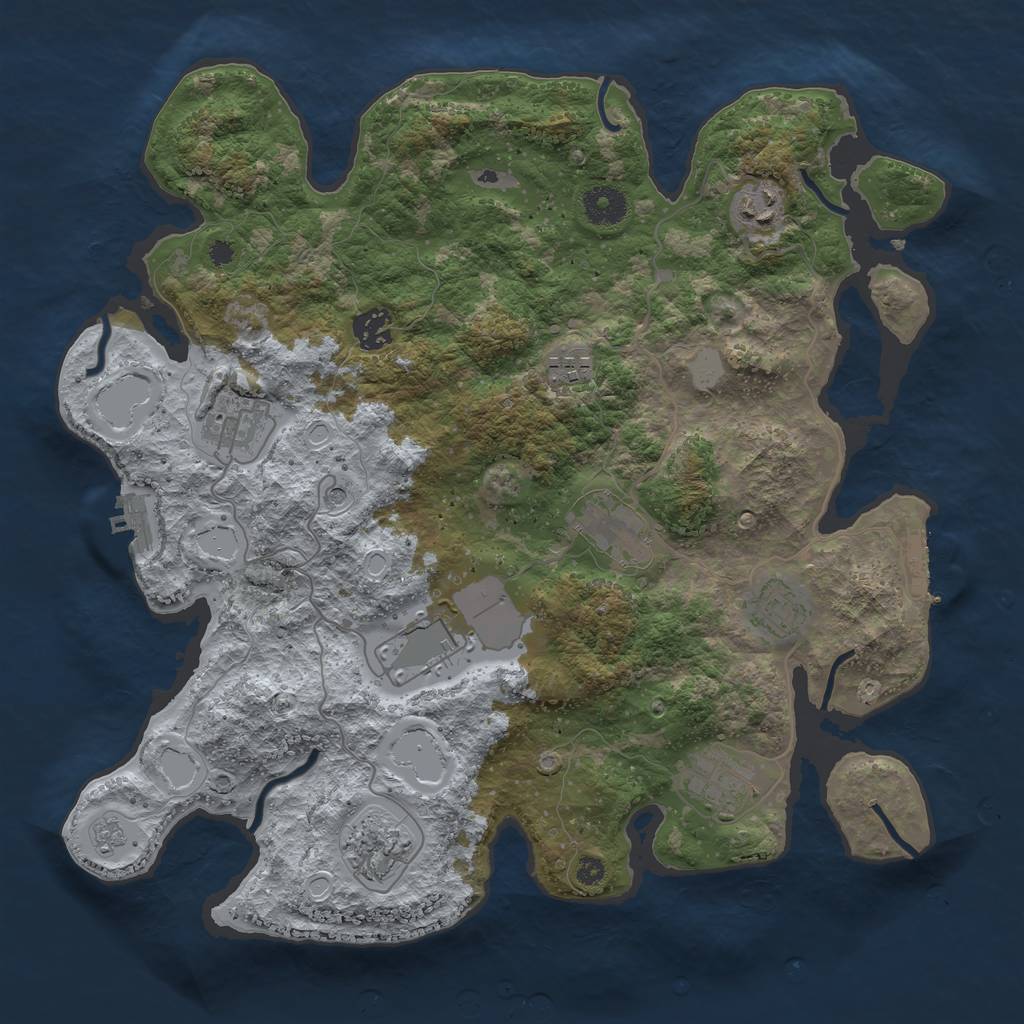 Rust Map: Procedural Map, Size: 3700, Seed: 1970301966, 18 Monuments
