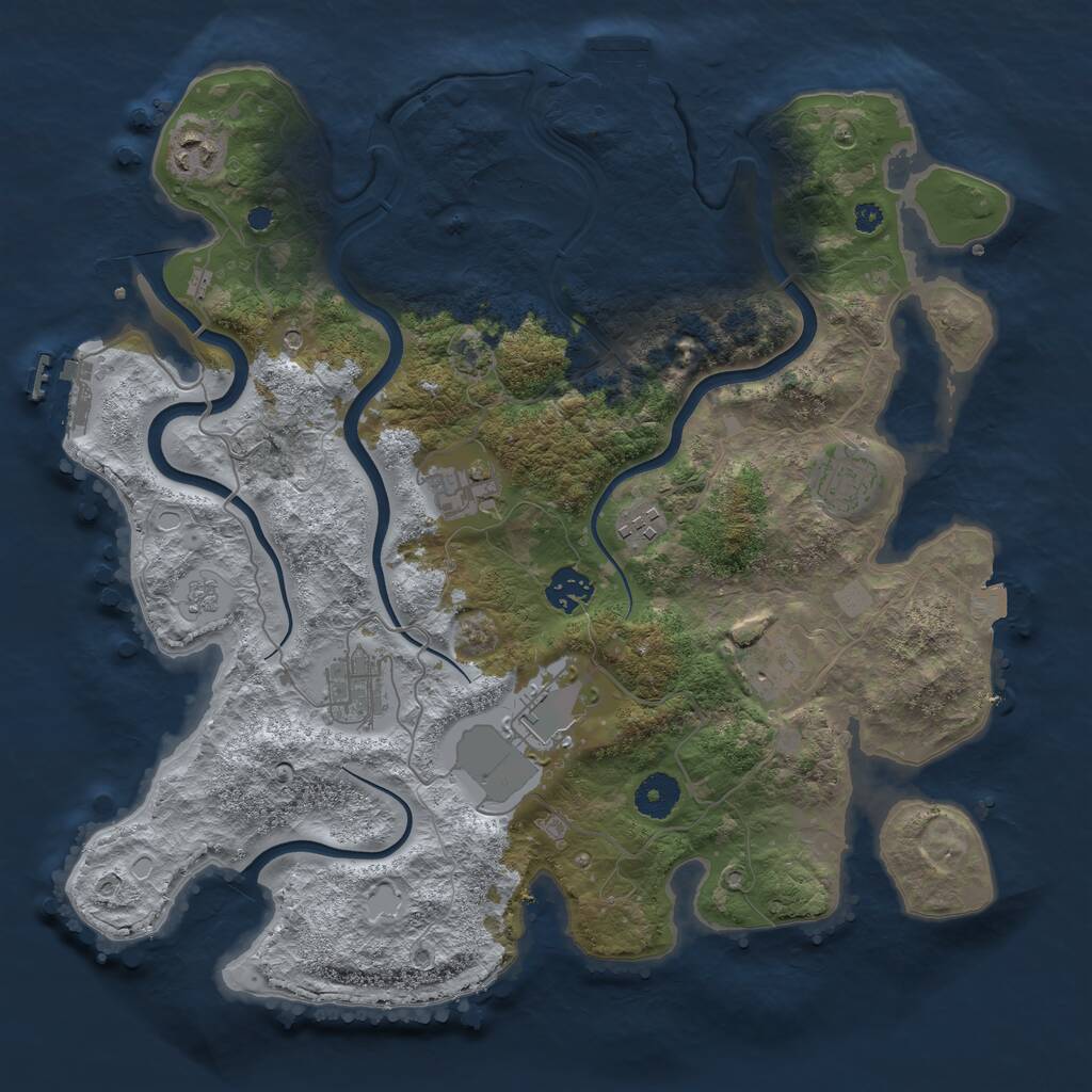 Rust Map: Procedural Map, Size: 3700, Seed: 1970301966, 14 Monuments