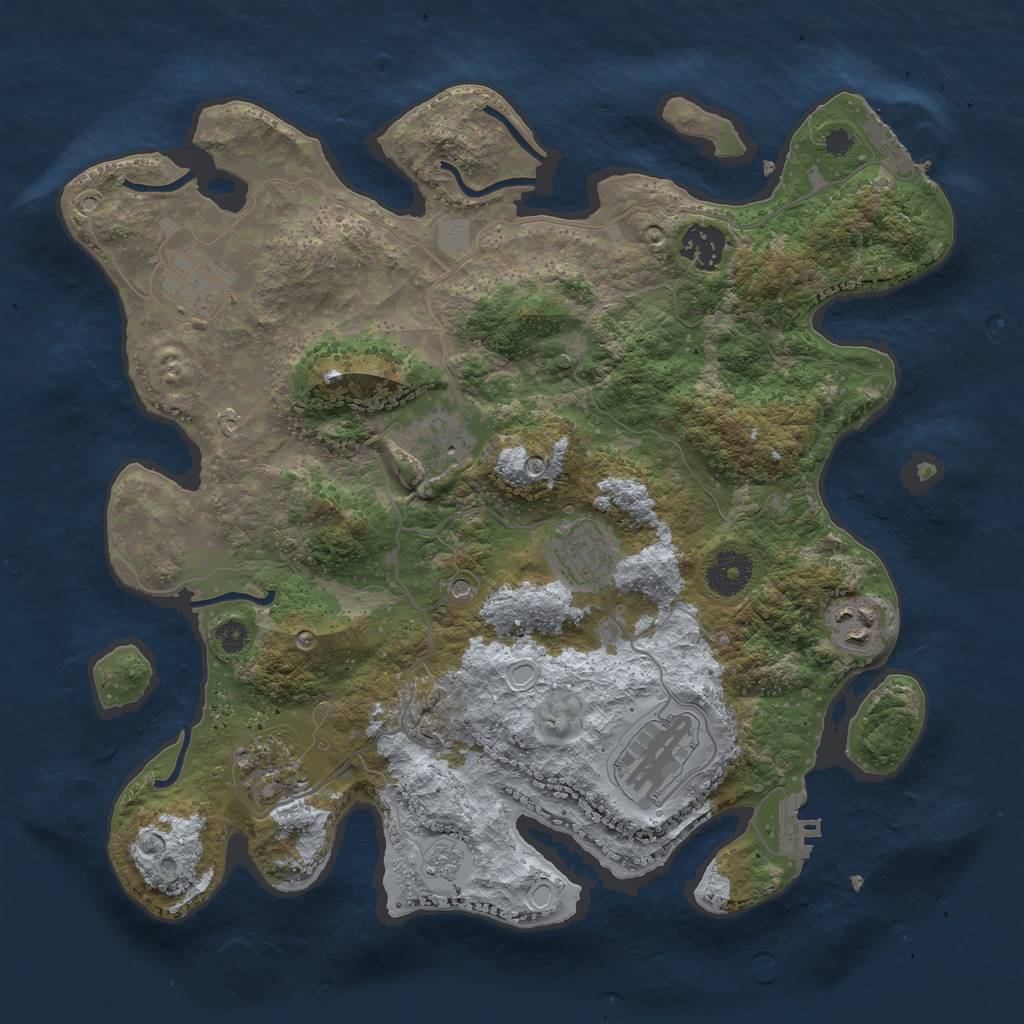 Rust Map: Procedural Map, Size: 3400, Seed: 3666, 16 Monuments