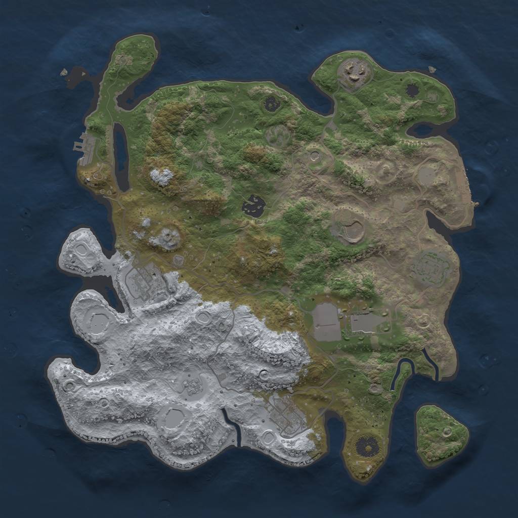 Rust Map: Procedural Map, Size: 3500, Seed: 7458745, 16 Monuments
