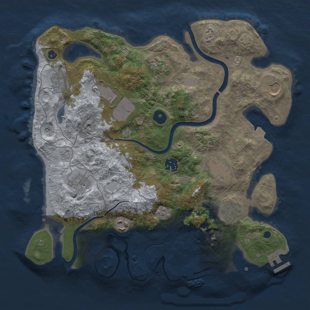 Rust Map: Procedural Map, Size: 3500, Seed: 201933, 16 Monuments