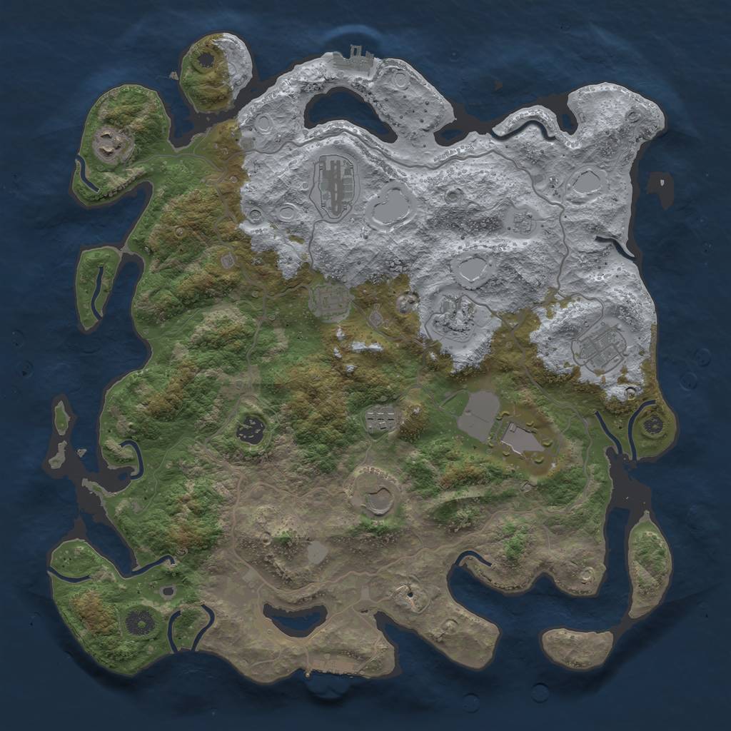Rust Map: Procedural Map, Size: 4000, Seed: 897005, 18 Monuments