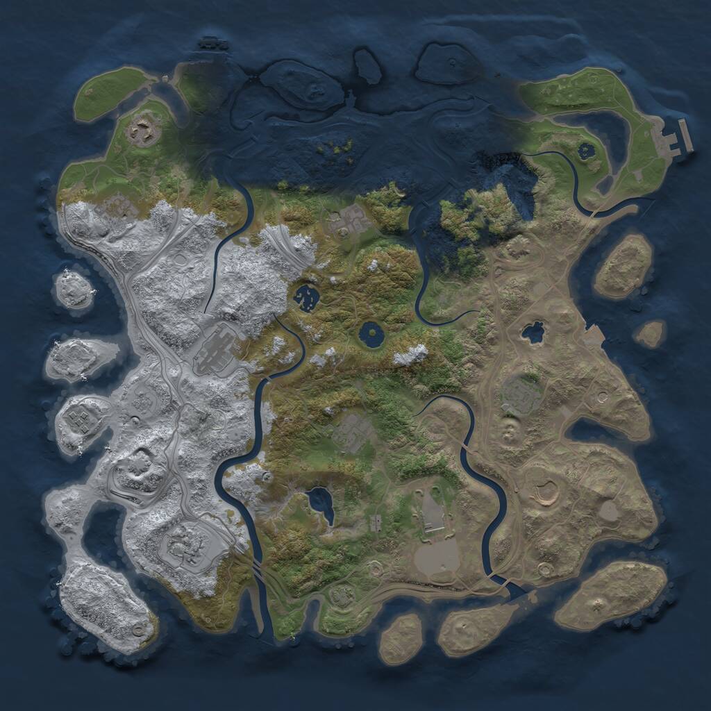 Rust Map: Procedural Map, Size: 4250, Seed: 1231787241, 17 Monuments
