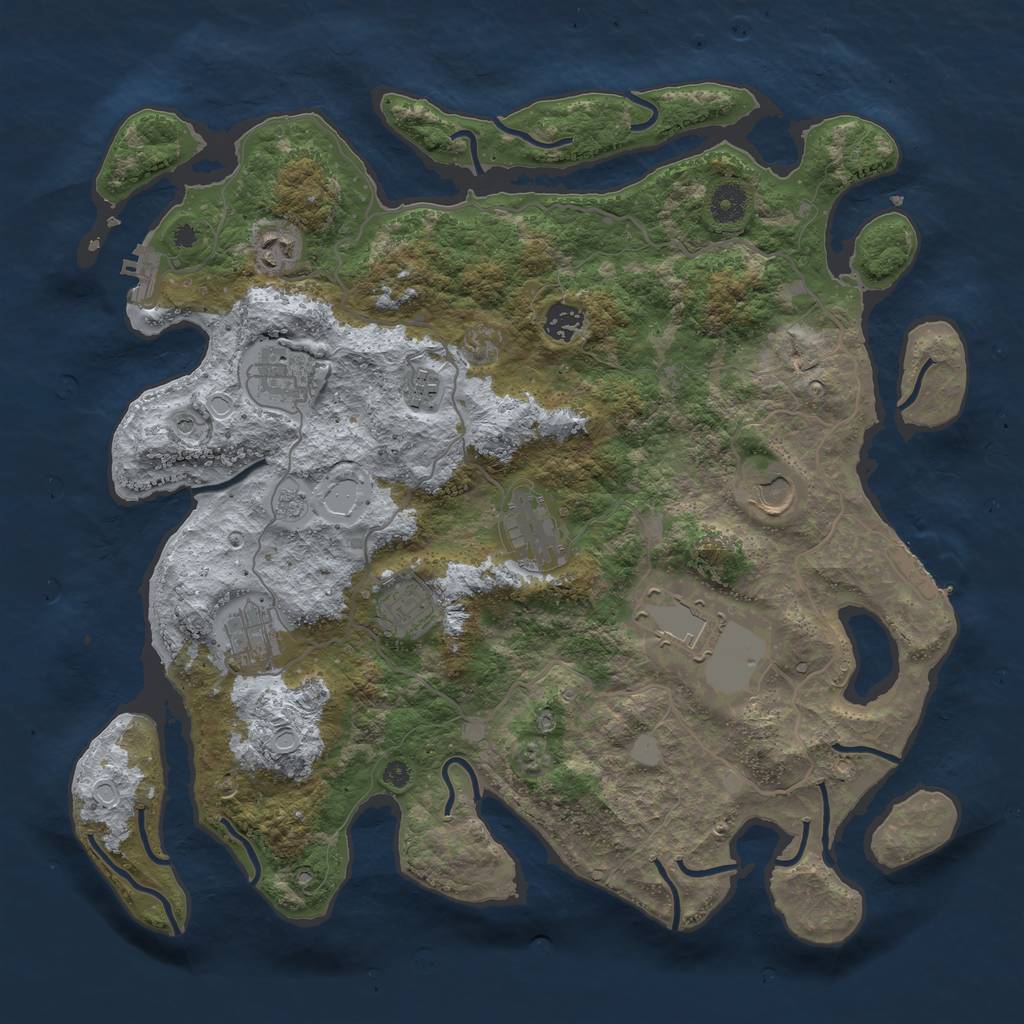Rust Map: Procedural Map, Size: 4000, Seed: 850112, 18 Monuments