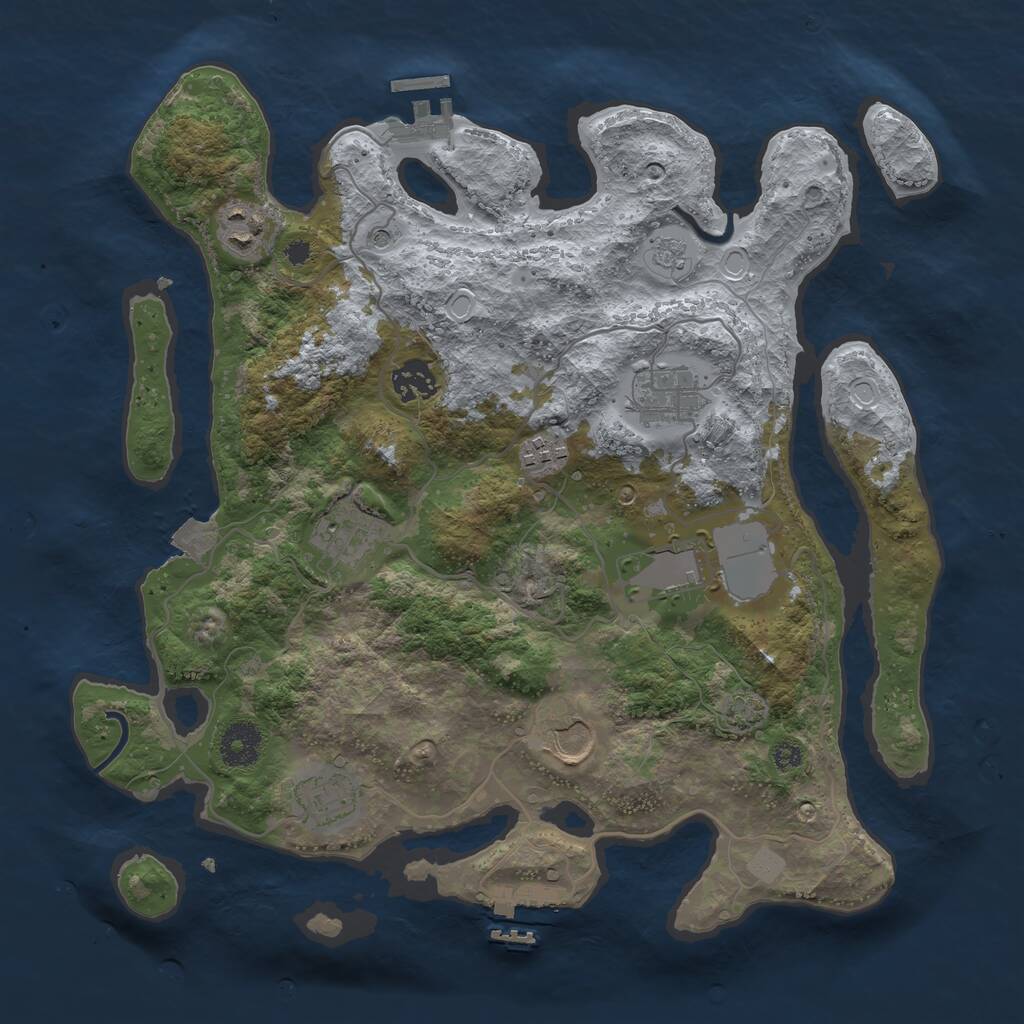 Rust Map: Procedural Map, Size: 3500, Seed: 12770372, 14 Monuments