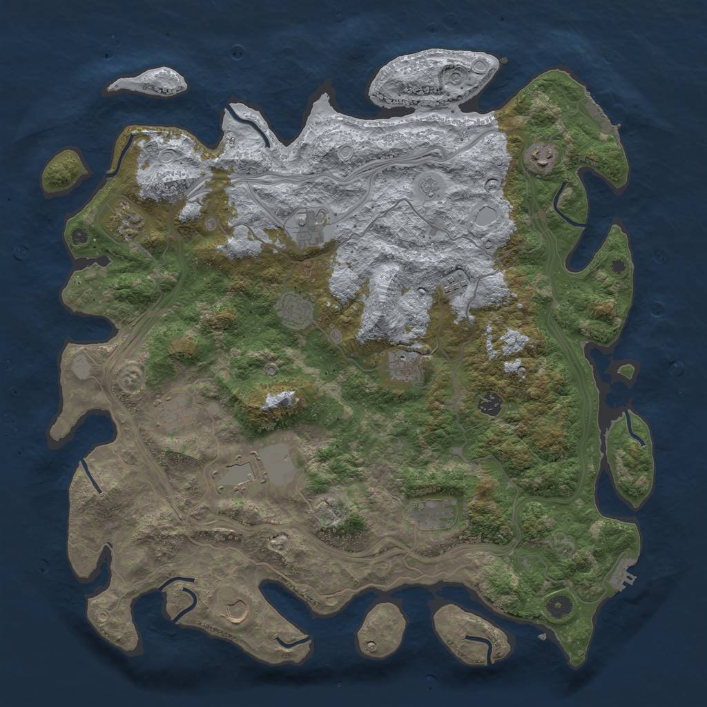 Rust Map: Procedural Map, Size: 4500, Seed: 140963972, 20 Monuments