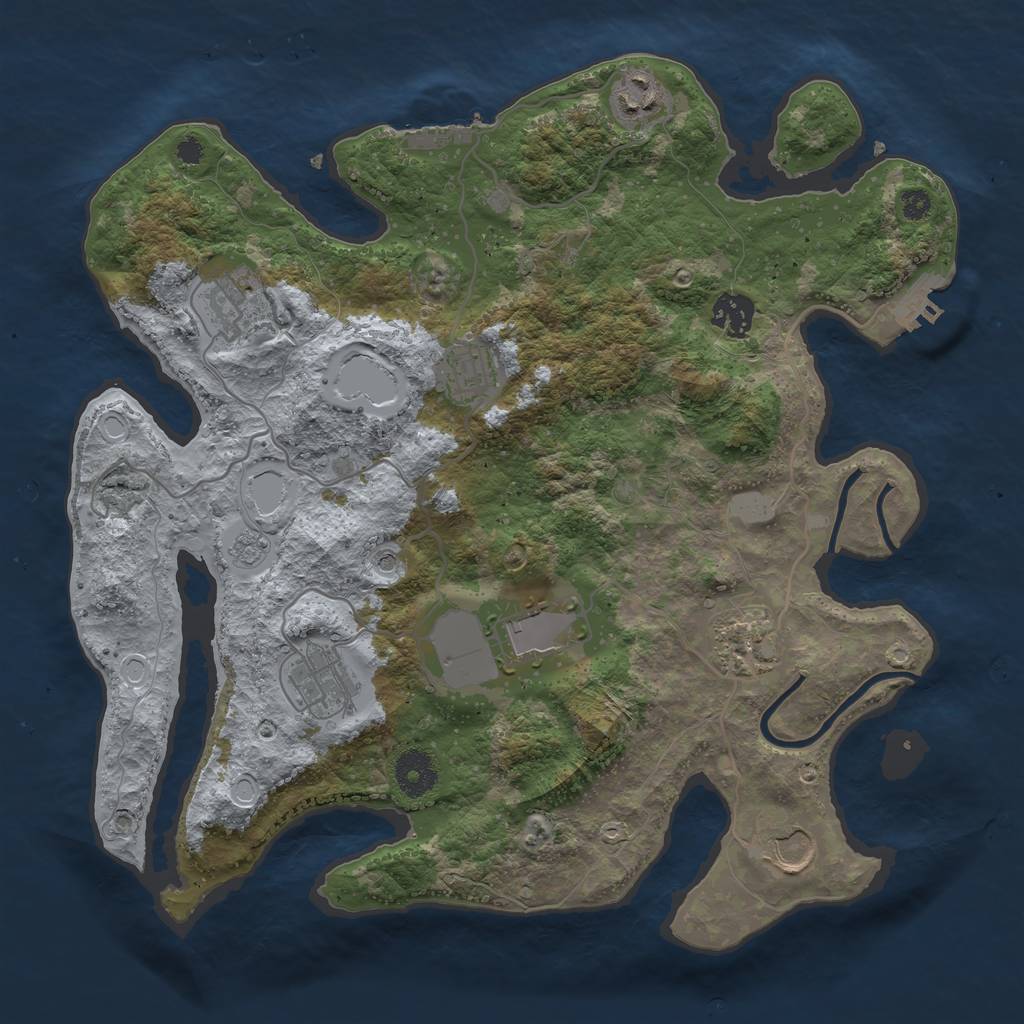 Rust Map: Procedural Map, Size: 3500, Seed: 32423523, 17 Monuments