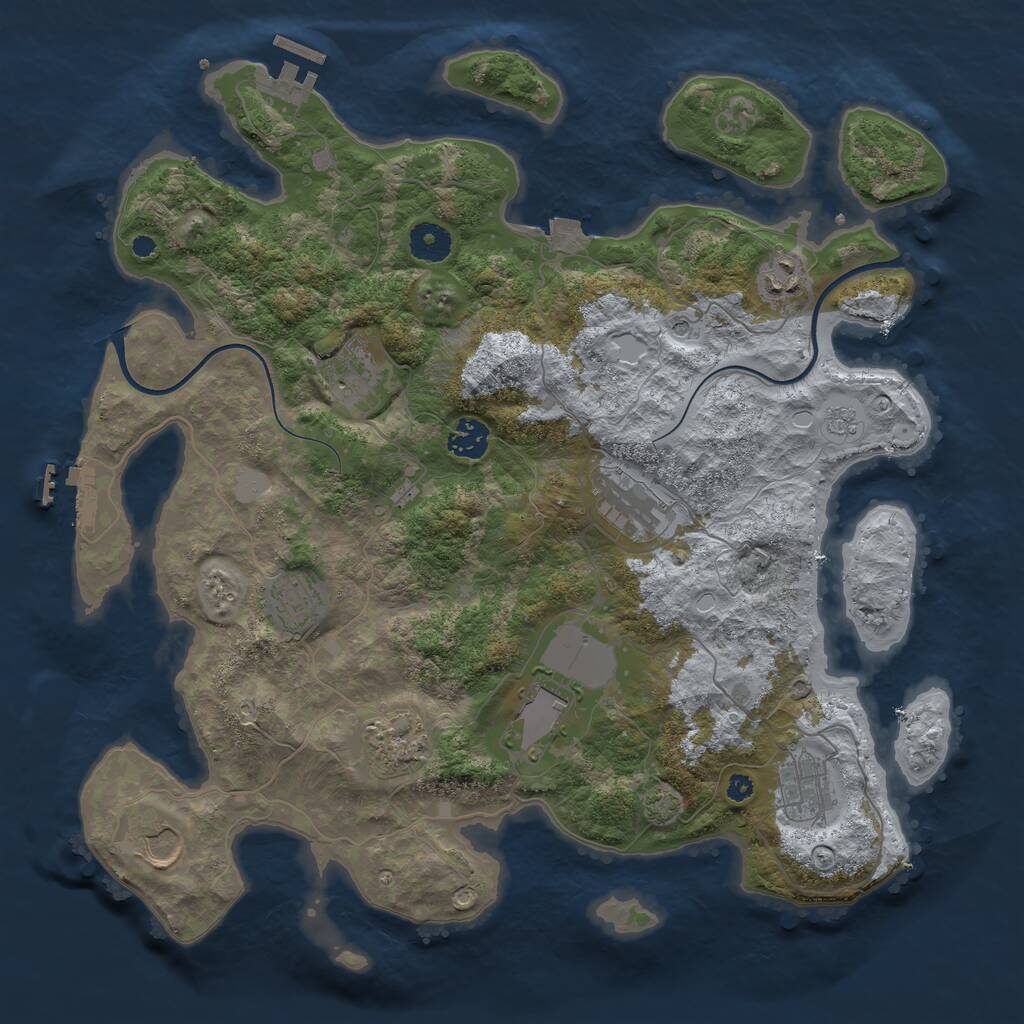 Rust Map: Procedural Map, Size: 3800, Seed: 83, 15 Monuments