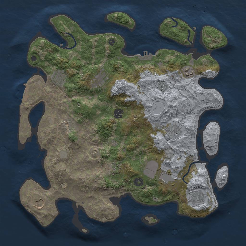 Rust Map: Procedural Map, Size: 3800, Seed: 83, 17 Monuments